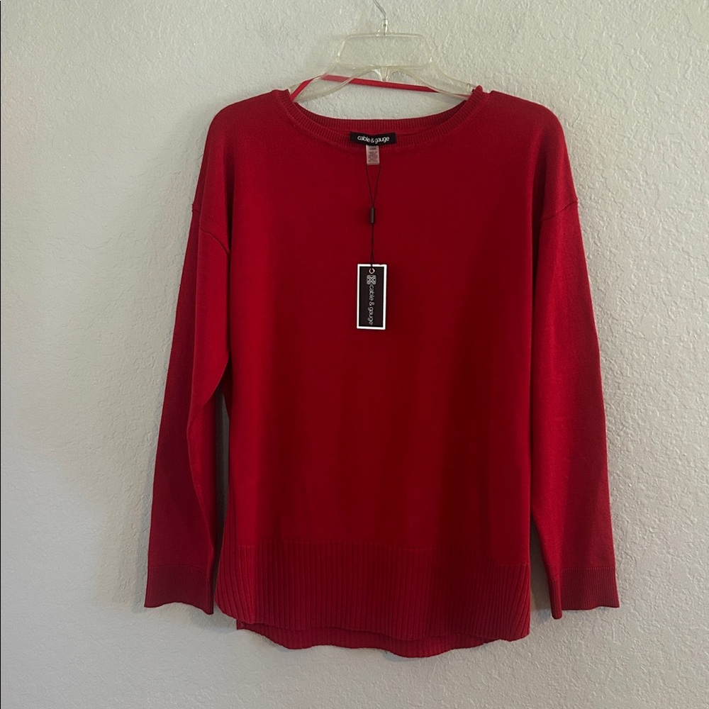 Cable & Gauge Red Crew Neck Sweater